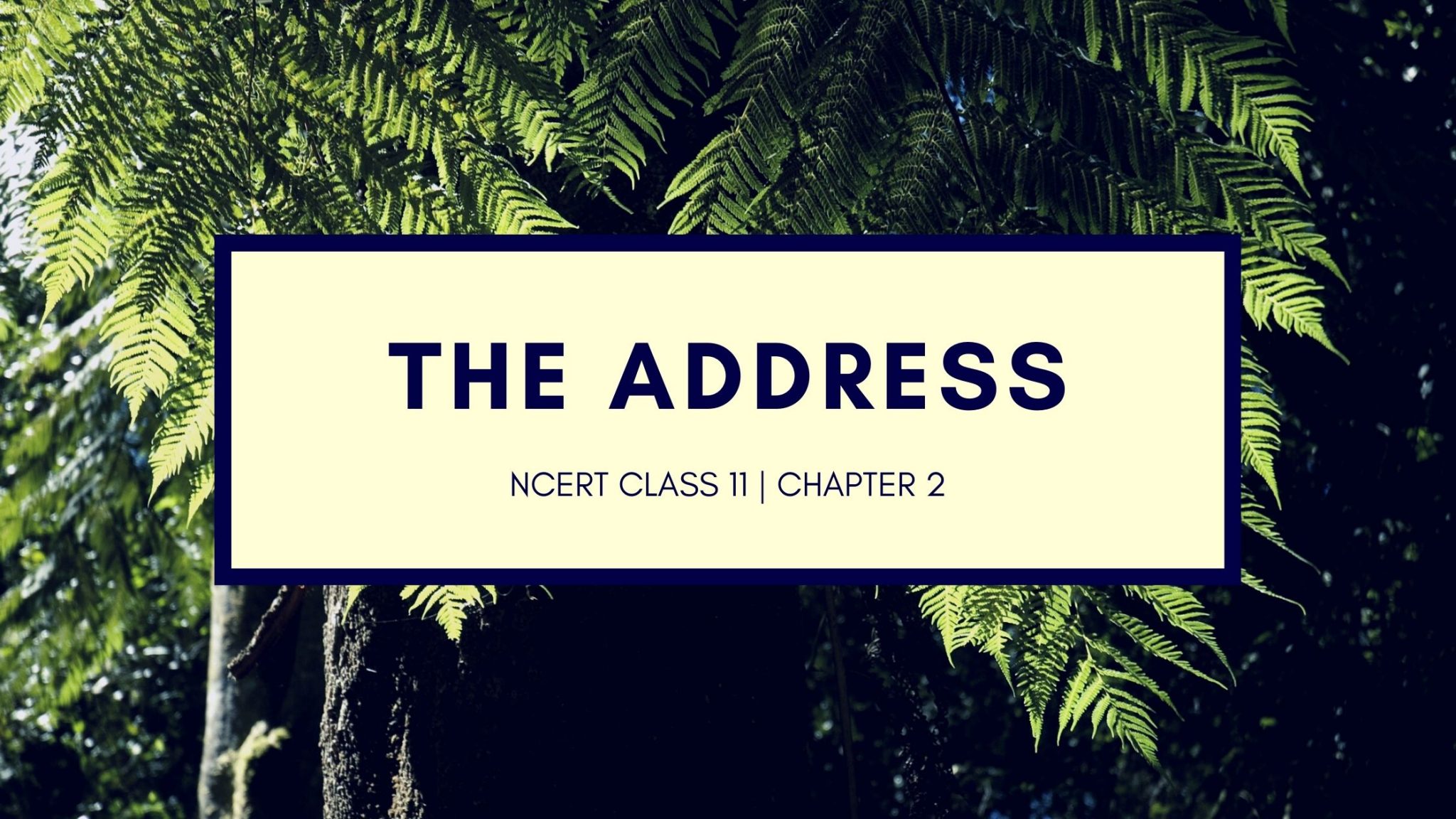 Class 11th Question Answers The Address